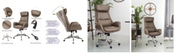 Glitzhome Mid-Century Modern Brownish Gray Leatherette Adjustable Swivel High Back Office Chair